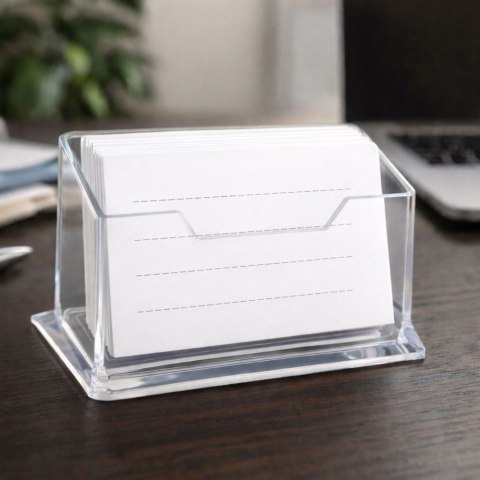 Pojemnik Na Wizytówki Przeźroczysty Transapentny Plastikowy 11cm