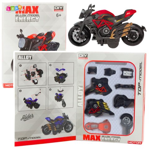 Motocykl Do Składania Skręcania Metal 1:14 DIY Czarno-Czerwony