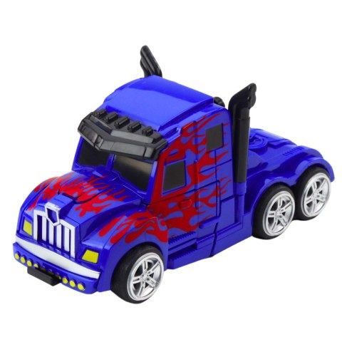 Ciężarówka Auto Robot 2w1 Napęd Czerwone Wzory Niebieska