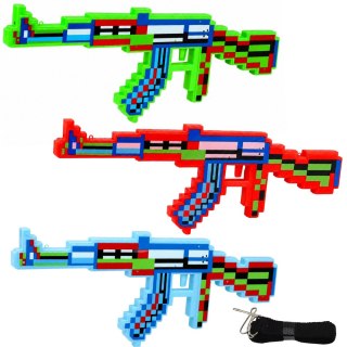 Karabin Pikselowy Broń Światła Dźwięki Niebieski Zielony Czerwony 39cm