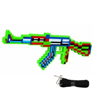 Karabin Pikselowy Broń Światła Dźwięki Niebieski Zielony Czerwony 39cm