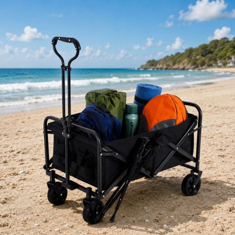 Wózek Ogrodowy Plażowy Transportowy Składany Czarny 120L