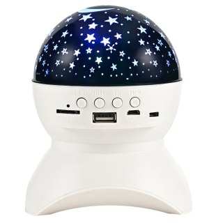 Lampka Nocna Projektor Gwiazd Głośnik 3w1 LED Bluetooth Biała
