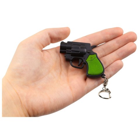 Mini Pistolet Rewolwer Brelok Gadżet Światło LED Laser 6,5 cm