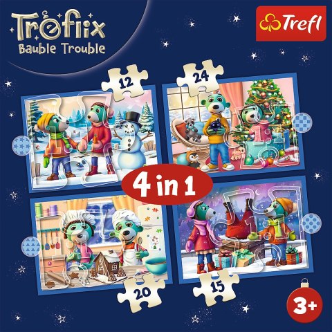 Puzzle - 4w1 (12, 15, 20, 24) - U Treflików pada śnieg - Rodzina Trefilków - Trefl 34657