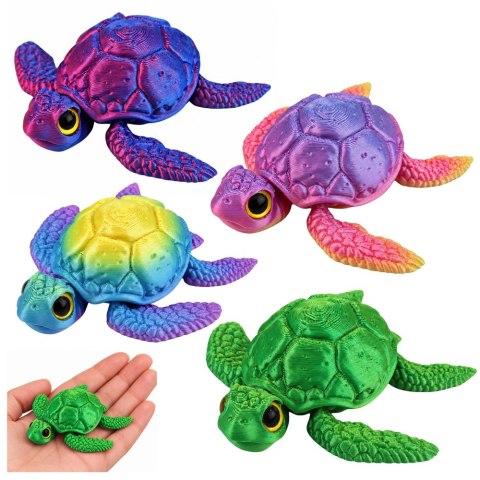 Figurka Żółw Morski 3D Ruchome Płetwy Głowa Mieniący Się Kolorowy 8 cm