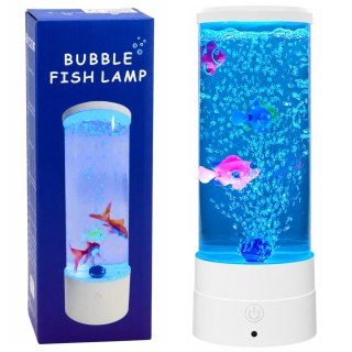 Lampka Nocna Ozdobna LED RGB Akwarium Z Rybkami 16 Kolorów USB Biała