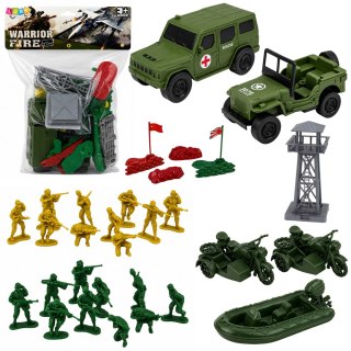 Zestaw Militarny Żołnierzyki Pojazdy Baza Wojskowa Wieża Figurki 46 el.